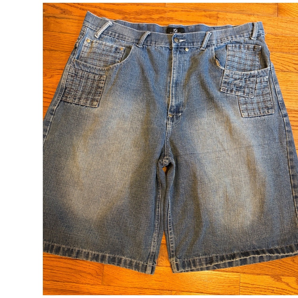 Old Skool Denim Shorts Size 44 Baggy Y2K Streetwear Blue Jean Shorts 14 Inseam